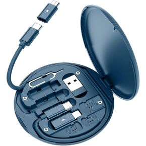 طقم كابل محول USB C من Yesimla، محول كابل شحن متعدد USB C إلى جهاز iOS/النوع C/Micro/USB A، نقل البيانات يحتوي على فتحة بطاقة للسفر، يستخدم كحامل هاتف (أسود) in Kuwait