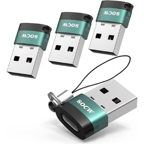 محول USB C إلى USB [4 حزم]، محول كابل شاحن من النوع C أنثى إلى USB ذكر لهواتف iPhone 11 12 13 Mini Pro Max، iPad Air 6 Apple Watch Series 7 AirPods 3 Samsung Galaxy، Google Pixel إلخ، أسود