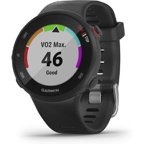 ساعة جارمين فوررنر 45S، 39 ملم سهلة الاستخدام بنظام تحديد المواقع العالمي (GPS) للجري مع دعم خطة تدريب مجانية من المدرب، أسود
