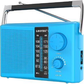 LEOTEC Portable AM FM Radio with Best Reception,Battery Operated or AC Power,Big Speaker,Large Tuning Knob,Clear Dial,Earphone Jack for Gift,Elder,Home | Strong reception,stable signal, AC power and 2*D cell battery, tuning knob,clear dial,big speaker,gif in Saudi Arabia