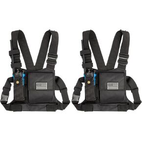 LUITON Radio Chest Harness with Reflective Strips Shoulder Holster Radio Vest Holder Two Way Radio Vest Rig Walkie Talkie Case with Front Pack Pouch for Motorola/Midland/Baofeng/Retevis in Saudi Arabia