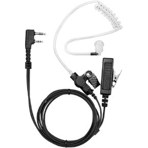 Two Way Radio Headset Compatible with Baofeng, Kenwood 2 Pin Walkie Talkie Surveillance Earpiece with Mic PTT, Acoustic Tube