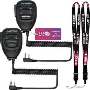 MIRKIT 2pcs Baofeng Mic for Two Way Radio Most Wanted Among Baofeng Accessories, Radio Shoulder Mic with Reinforced Cable, Noise Reduction, Spring Clip, Edition USA Warranty in Kuwait