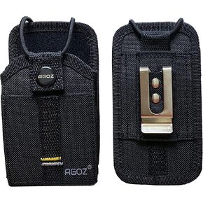 حافظة حافظة راديو Agoz لـ Arcshell AR-5، AR-6، BaoFeng UV-5R، Midland GXT1000VP4، Unication G4 G5، Retevis RT22 RT22S حامل حقيبة جهاز اتصال لاسلكي ثنائي الاتجاه، حلقة مشبك معدنية لحزام العمل، فتحة بطاقة (إطباق)