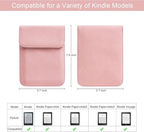 WALNEW 6 Inch Sleeve for All-New Kindle 2022/Kindle 2019/Kindle Paperwhite (Not 6.8 Inch)/Kindle Voyage/Kindle (8th Gen, 2016)/Kindle 4/5/Kindle Touch Protective Pouch Bag Case Cover, Gray in Kuwait
