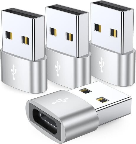JXMOX USB C Female to USB Male Adapter 4-Pack, Type C to USB A Charger Cable Converter,Compatible with iPhone 11 12 13 14 15 16 17 Pro Max,iPad Pro Air 4 Mini 6,Samsung Galaxy S25 S24 S23 S22,Pixel in Kuwait