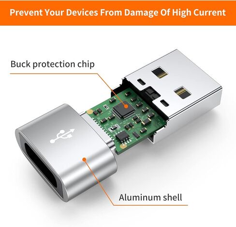 JXMOX USB C Female to USB Male Adapter 4-Pack, Type C to USB A Charger Cable Converter,Compatible with iPhone 11 12 13 14 15 16 17 Pro Max,iPad Pro Air 4 Mini 6,Samsung Galaxy S25 S24 S23 S22,Pixel in Kuwait