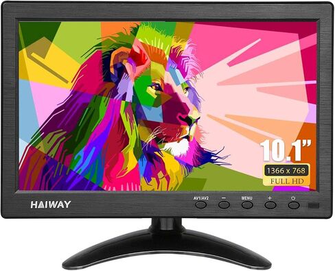 شاشة أمان Haiway مقاس 10.1 بوصة، دقة 1366 × 768 شاشة HDMI صغيرة شاشة محمولة صغيرة مع جهاز تحكم عن بعد مع مكبرات صوت مزدوجة مدمجة HDMI VGA BNC مدخل USB للألعاب CCTV Raspberry Pi PC in Kuwait