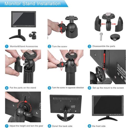 شاشة أمان Haiway مقاس 10.1 بوصة، دقة 1366 × 768 شاشة HDMI صغيرة شاشة محمولة صغيرة مع جهاز تحكم عن بعد مع مكبرات صوت مزدوجة مدمجة HDMI VGA BNC مدخل USB للألعاب CCTV Raspberry Pi PC in Kuwait