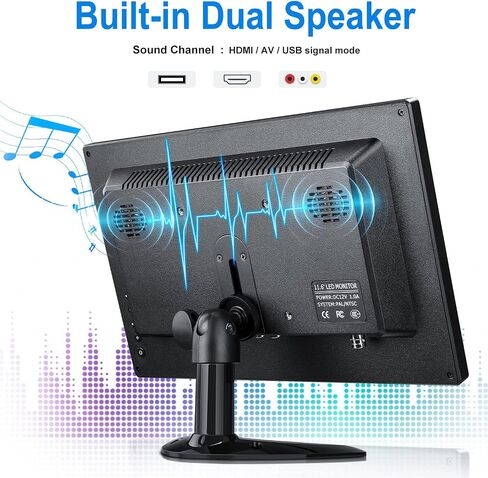 Haiway 11.6 inch Security Monitor 1366x768 CCTV Monitor Small HDMI Monitors | 16:9 LED Monitor,HDMI VGA BNC USB Input,Remote Control,Built-in Speakers,for CCTV NVR DVR Raspberry Pi PC,VESA 75x75MM,60Hz in Saudi Arabia