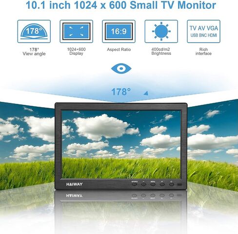 شاشة أمان Haiway مقاس 10.1 بوصة، شاشة HDMI صغيرة بدقة 1024 × 600 in Kuwait
