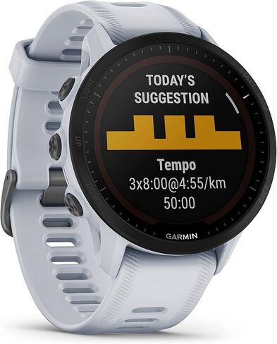 Wearable4U Garmin Forerunner 255 Music GPS Running 46 mm Smartwatch, Advanced Insights, Long-Lasting Battery, Whitestone White Earbuds Bundle in Saudi Arabia
