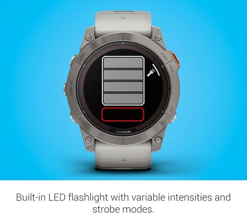 Garmin fēnix 7X Pro Solar، ساعة ذكية متعددة الرياضات بنظام تحديد المواقع العالمي (GPS)، مصباح يدوي مدمج، إمكانية الشحن بالطاقة الشمسية، أسود | مصباح يدوي مدمج، إمكانية الشحن بالطاقة الشمسية in Kuwait