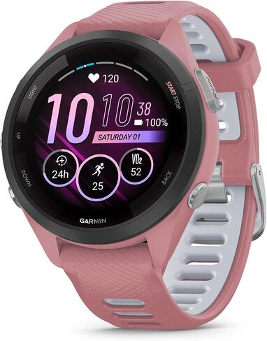 Garmin Forerunner® 265, Running Smartwatch, 46mm, Black/Powder Gray | Advanced Training Metrics & Recovery Insights, Music On Your Wrist, Garmin Coach, Daily Suggested Workouts in Kuwait