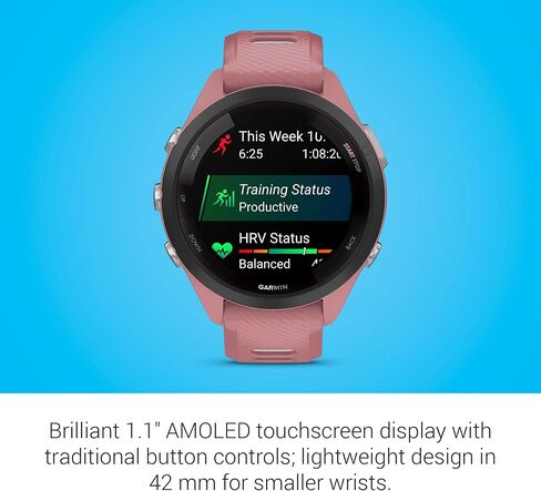 Garmin Forerunner® 265, Running Smartwatch, 46mm, Black/Powder Gray | Advanced Training Metrics & Recovery Insights, Music On Your Wrist, Garmin Coach, Daily Suggested Workouts in Kuwait