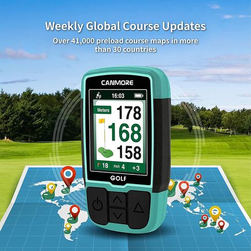 CANMORE HG200 Golf GPS - (فيروزي) شاشة ملونة كاملة مقاومة للماء مع أكثر من 40.000 بيانات أساسية لملعب الجولف وورقة النتائج - دورات مجانية في جميع أنحاء العالم in Kuwait