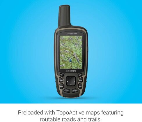 جارمين 010-02258-10 GPSMAP 64sx، نظام تحديد المواقع المحمول مع مقياس الارتفاع والبوصلة، محمل مسبقًا بخرائط TopoActive، أسود/أسمر in Saudi Arabia