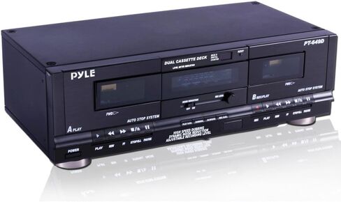 Pyle Home Dual Cassette Deck | Music Recording Device with RCA Cables | Removable Rack Mounting Hardware | CrO2 Tape Selector | Built-in 3 Digit Tape Counter - 110V/220V in Saudi Arabia
