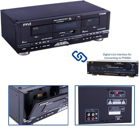 Pyle Home Dual Cassette Deck | Music Recording Device with RCA Cables | Removable Rack Mounting Hardware | CrO2 Tape Selector | Built-in 3 Digit Tape Counter - 110V/220V in Saudi Arabia