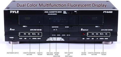 Pyle Home Dual Cassette Deck | Music Recording Device with RCA Cables | Removable Rack Mounting Hardware | CrO2 Tape Selector | Built-in 3 Digit Tape Counter - 110V/220V in Saudi Arabia