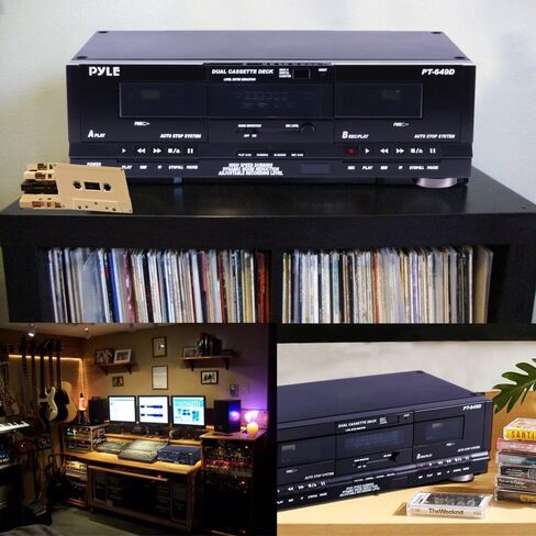 Pyle Home Dual Cassette Deck | Music Recording Device with RCA Cables | Removable Rack Mounting Hardware | CrO2 Tape Selector | Built-in 3 Digit Tape Counter - 110V/220V in Saudi Arabia