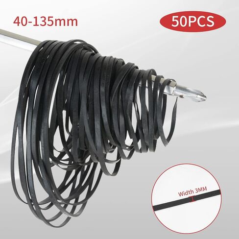 Recorder Rubber Belts - Cassette Recorder Repair Maintenance Mix Flat Cassette Tape Machine Rubber Belts 40-135 MM (50PCS) (Width 2MM) in Kuwait