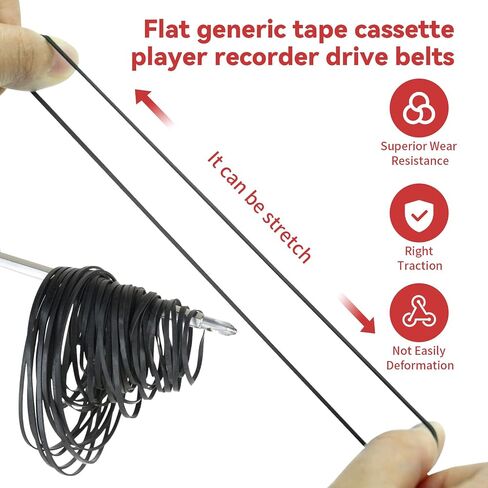 Recorder Rubber Belts - Cassette Recorder Repair Maintenance Mix Flat Cassette Tape Machine Rubber Belts 40-135 MM (50PCS) (Width 2MM) in Kuwait