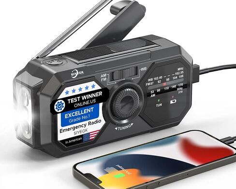 Emergency Weather Radio,10000mAh NOAA Hand Crank Bluetooth Speaker Radio,Portable AM FM Shortwave Radio with Large Capacity, USB/Solar/Crank Charge,Battery Operated, SOS Alarm & Flashlight (Yellow) in Saudi Arabia