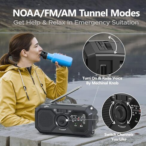 Emergency Weather Radio,10000mAh NOAA Hand Crank Bluetooth Speaker Radio,Portable AM FM Shortwave Radio with Large Capacity, USB/Solar/Crank Charge,Battery Operated, SOS Alarm & Flashlight (Yellow) in Saudi Arabia