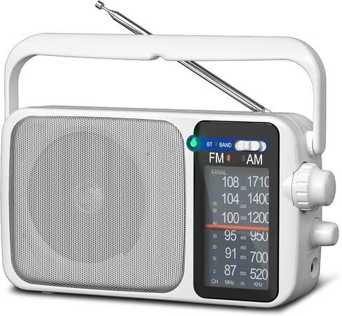 YOWGULF AM FM Radio Portable Battery Operated or AC Power Headphone Jack | Classic retro design,great reception,big speaker,large tuning knob,ideal gift for elders,home decoration & daily listening in Kuwait
