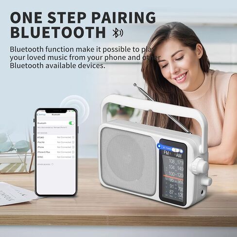 YOWGULF AM FM Radio Portable Battery Operated or AC Power Headphone Jack | Classic retro design,great reception,big speaker,large tuning knob,ideal gift for elders,home decoration & daily listening in Kuwait