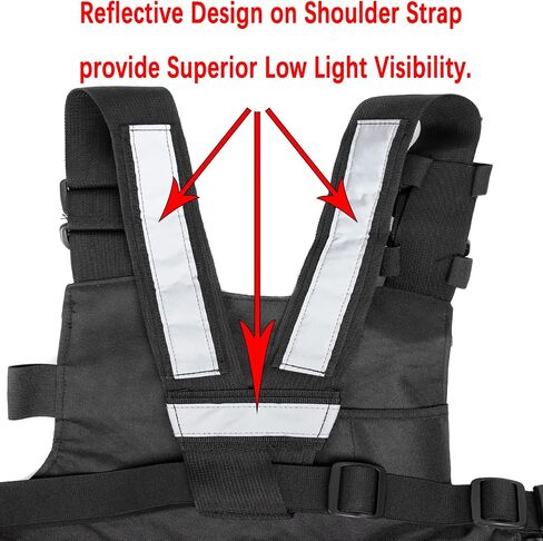 LUITON Radio Chest Harness with Reflective Strips Shoulder Holster Radio Vest Holder Two Way Radio Vest Rig Walkie Talkie Case with Front Pack Pouch for Motorola/Midland/Baofeng/Retevis in Saudi Arabia