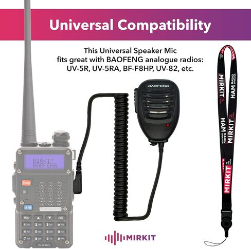 MIRKIT 2pcs Baofeng Mic for Two Way Radio Most Wanted Among Baofeng Accessories, Radio Shoulder Mic with Reinforced Cable, Noise Reduction, Spring Clip, Edition USA Warranty in Kuwait