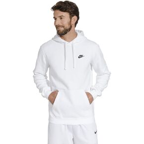Nike Men's Sportswear Club Pullover Hoodie, White/White/Black, Small Tall in Saudi Arabia