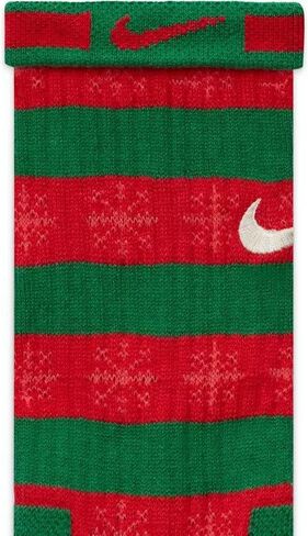 Nike Elite Basketball Christmas Socks Large (Fits Men Size 8-12) Green, Red DA5097-312 in Saudi Arabia