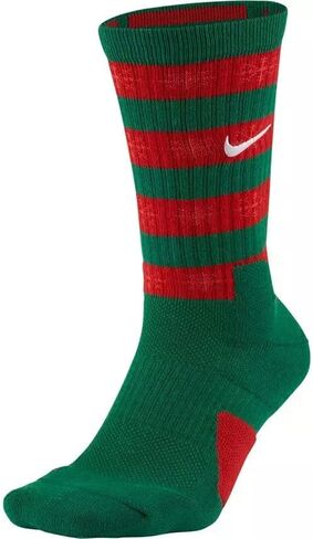 Nike Elite Basketball Christmas Socks Large (Fits Men Size 8-12) Green, Red DA5097-312 in Saudi Arabia