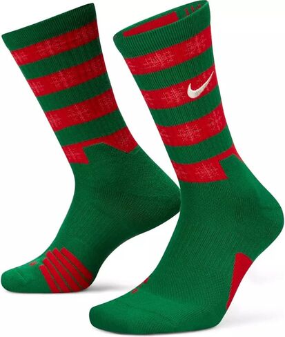 Nike Elite Basketball Christmas Socks Large (Fits Men Size 8-12) Green, Red DA5097-312 in Saudi Arabia