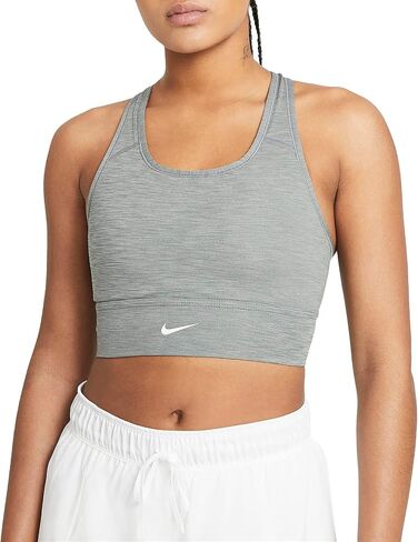Nike Dri-FIT Swooshedium-SupportPadded Longline Sports Bra (Grey),Medium in Saudi Arabia