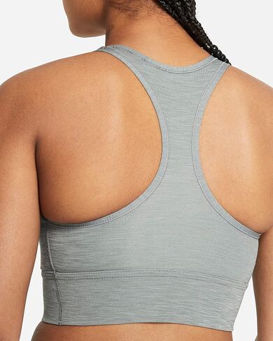 Nike Dri-FIT Swooshedium-SupportPadded Longline Sports Bra (Grey),Medium in Saudi Arabia