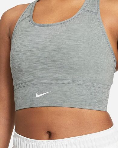 Nike Dri-FIT Swooshedium-SupportPadded Longline Sports Bra (Grey),Medium in Saudi Arabia