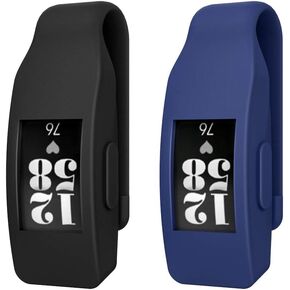 MoKo 2-Pack Clip Holder Compatible with Fitbit Inspire/Inspire HR, Soft Silcone Clip Clasp Case Women Men for Fitbit Inspire/Inspire HR - Black & Navy Blue in Saudi Arabia