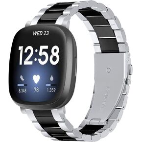 Stainless Steel Band Compatible with Fitbit Versa 4 / Fitbit Sense 2 / Fitbit Versa 3 / Fitbit Sense, Adjustable Metal Watch Bands Bracelets，Wristband Replacement for Women Men in Kuwait