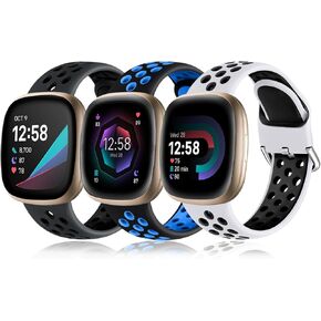 Getino Compatible with Fitbit Sense/Sense 2 Bands/Versa 3/ Versa 4 Bands Women Men, Waterproof Soft Stylish Accessories, Sport Band for Fitbit Sense 2/ Sense/Versa 3/ Versa 4, Small 3Pack-7