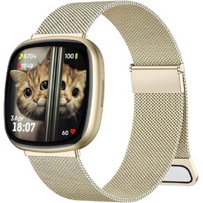 حزام Zedoli قابل للتعديل متوافق فقط مع Fitbit Sense 2/Versa 4 وFitbit Sense/Versa 3 بأربعة نماذج، أساور بديلة كلاسيكية متينة من الفولاذ المقاوم للصدأ ميلانيزي معدني للنساء والرجال، رمادي داكن in Kuwait