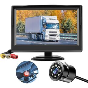 كاميرا احتياطية، كاميرا عكسية للرؤية الخلفية للسيارة BUTOA-X مع شاشة 5 بوصة، رؤية ليلية عالية الدقة مقاومة للماء IP68 وخط توجيه مسار ديناميكي 140 درجة، كاميرا احتياطية للشاحنة/RV/السيارة/البيك اب/سيارات الدفع الرباعي/الشاحنة in Kuwait