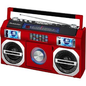 Studebaker SB2145B 80's Retro Street Bluetooth Boombox مع راديو FM ومشغل أقراص مضغوطة ومعادل LED وطاقة 10 وات RMS وAC/DC in Kuwait