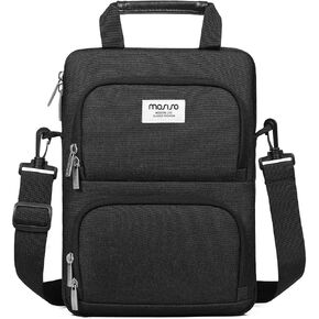 MOSISO 360 Protective Vertical Tablet Shoulder Bag Compatible with iPad Pro 12.9 inch M2 & M1 (6th/5th/4th/3rd Gen) 2022-2018,Surface Pro 12.3 inch X/7/6/5/4/3/2/1 with 2 Curved Pockets, Black