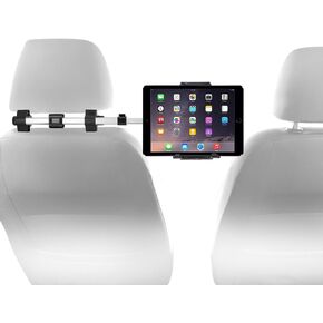 Macally Tablet Holder for Car Headrest - Adjustable iPad Headrest Mount for Car - Super Secure Car iPad Holder Backseat Kids - Fits All 4.7-12.9" Back Seat Devices (iPad Pro/Air/Mini, Nintendo Switch)