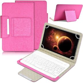 DETUOSI Universal 8.0 inch Android Tablet Case with Keyboard, Removable Wireless Bluetooth Keyboard + PU Leather Folio Book Cover + Stand, Travel Portable Sleeve for iOS/Android/Windows System Tablet in Saudi Arabia