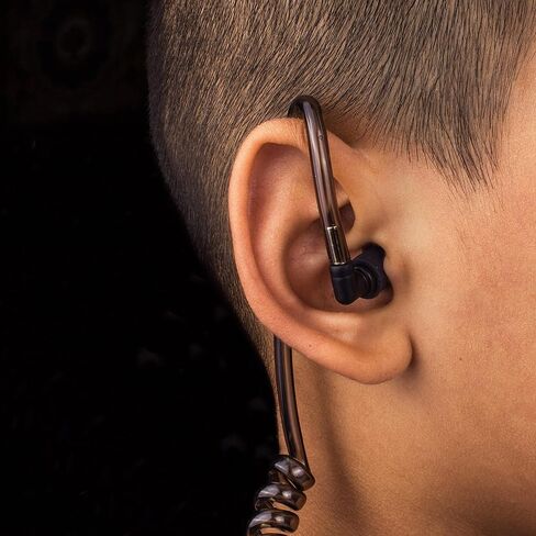 Covert Acoustic Tube Earpiece with Mic for Baofeng UV-5R Walkie Talkies, Surveillance Headset and PTT Compatible with 2 Way Radios Brands Baofeng and Kenwood, Puxing, Wouxun (Black) in Saudi Arabia